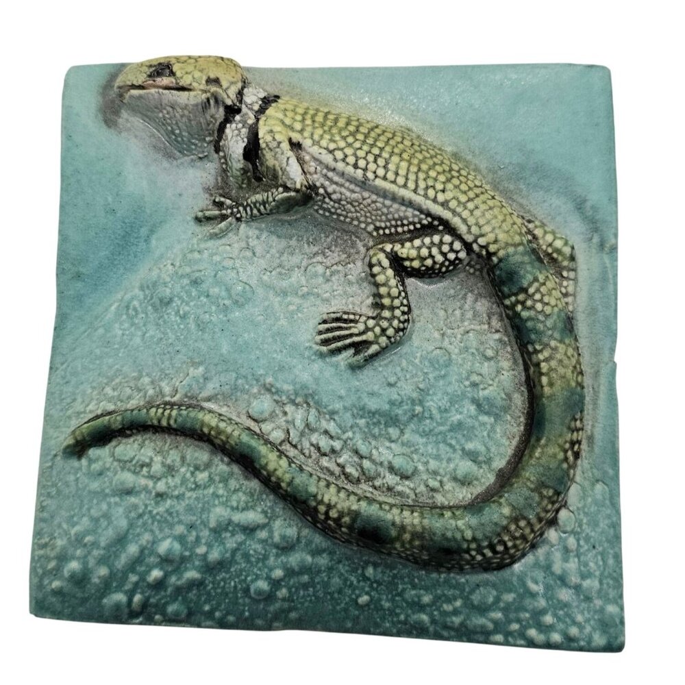 Natalie Surving 94 Iguana 4" Tile High Relief, Signed